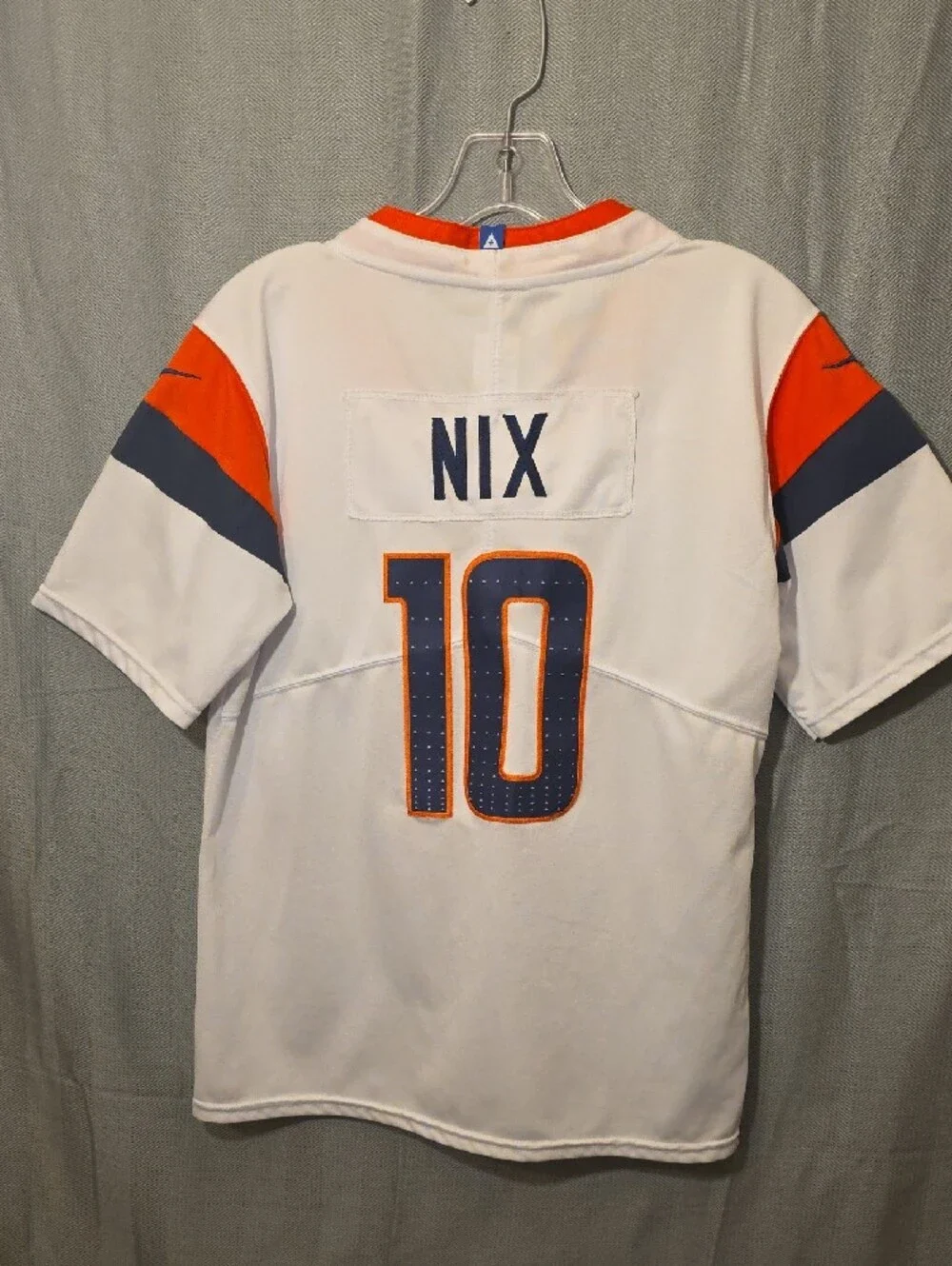 Nike White Orange Football Jersey with Navy Accents - #10
